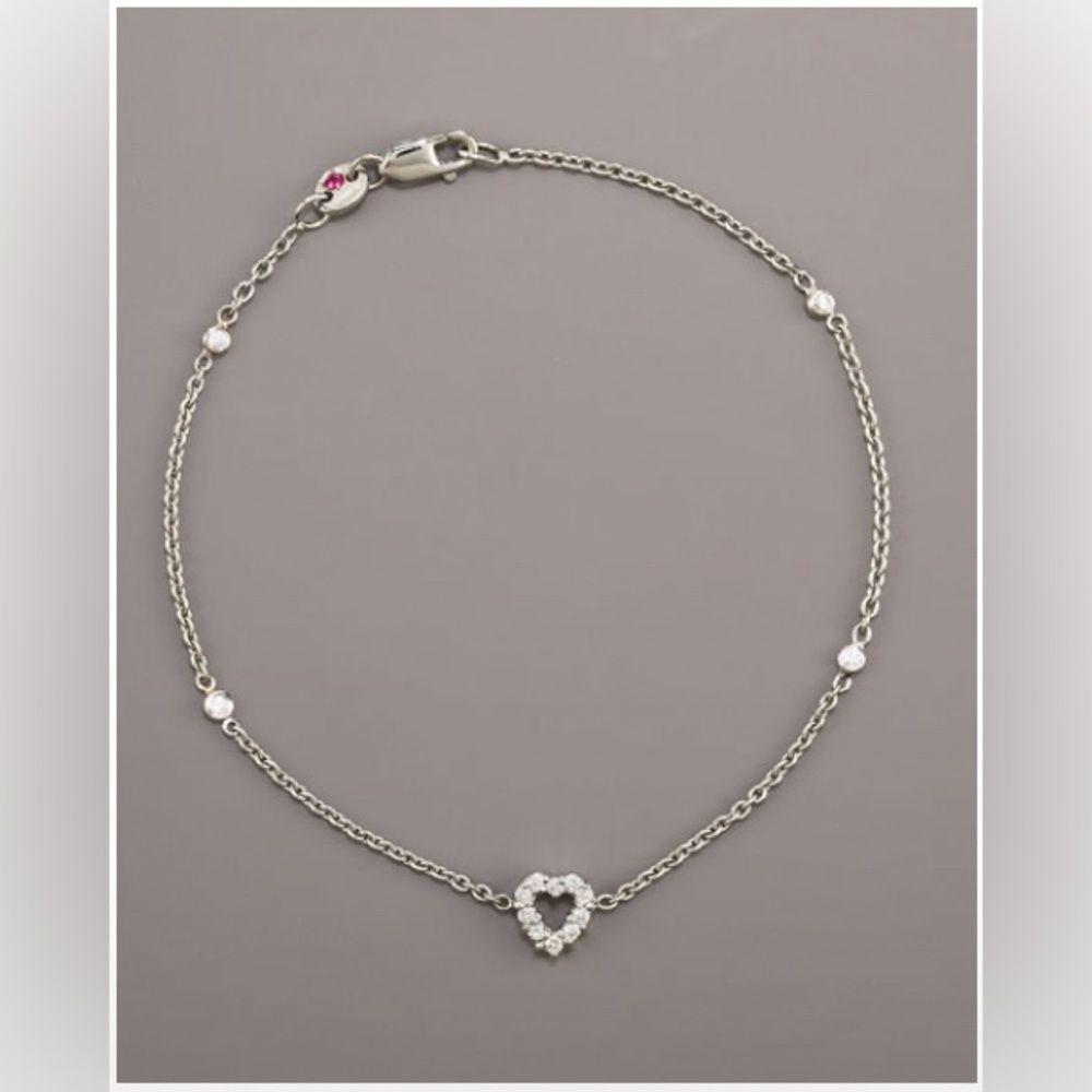 Roberto Coin Exclusive Tiny Treasure Diamond Heart Bracelet - 18K white gold